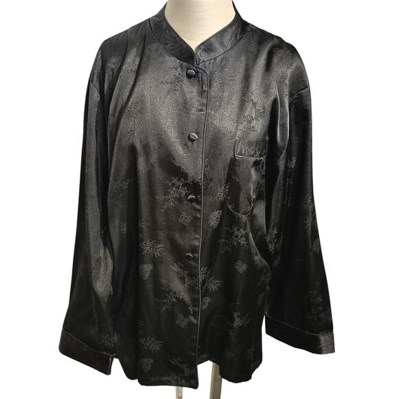 Robert Louis Mandrin Silk Top Black Womens Size Large - Picture 2 of 6